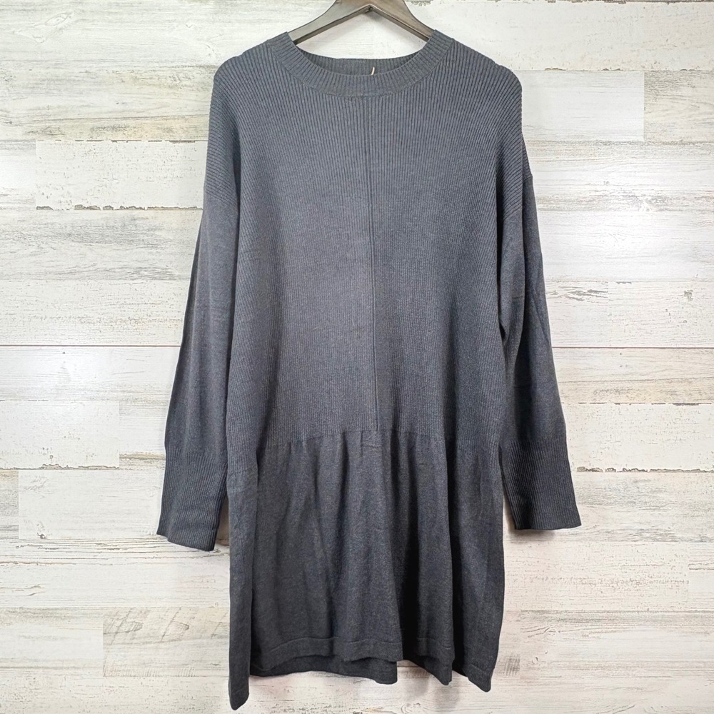 Serra Womens Charcoal Gray Ribbed Long Sleeve Cable‎ Sweater Dress M 8-10 NEW